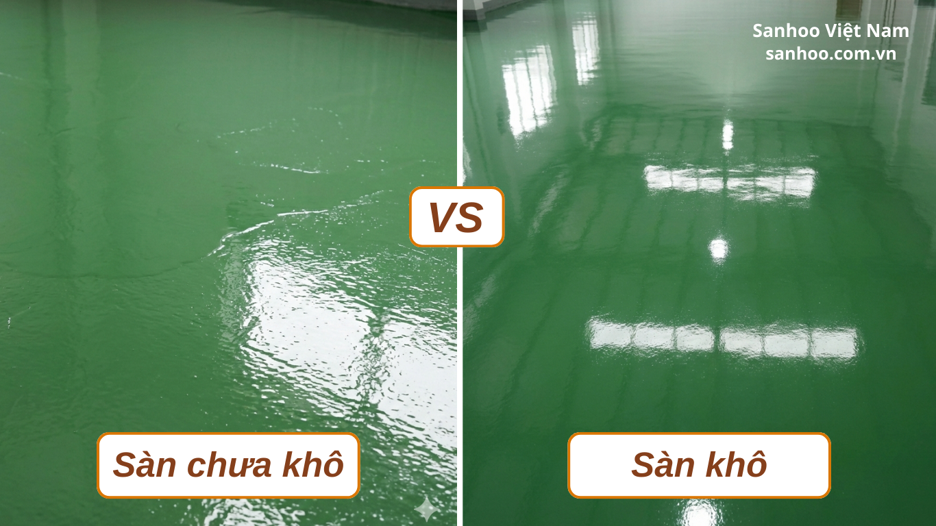 Sàn sơn epoxy chưa khô – Nguyên nhân & cách khắc phục triệt để