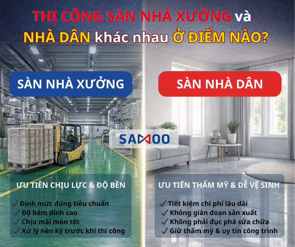 Thi Công Sàn Nhà Xưởng Và Nhà Dân Khác Nhau Ở Điểm Nào?