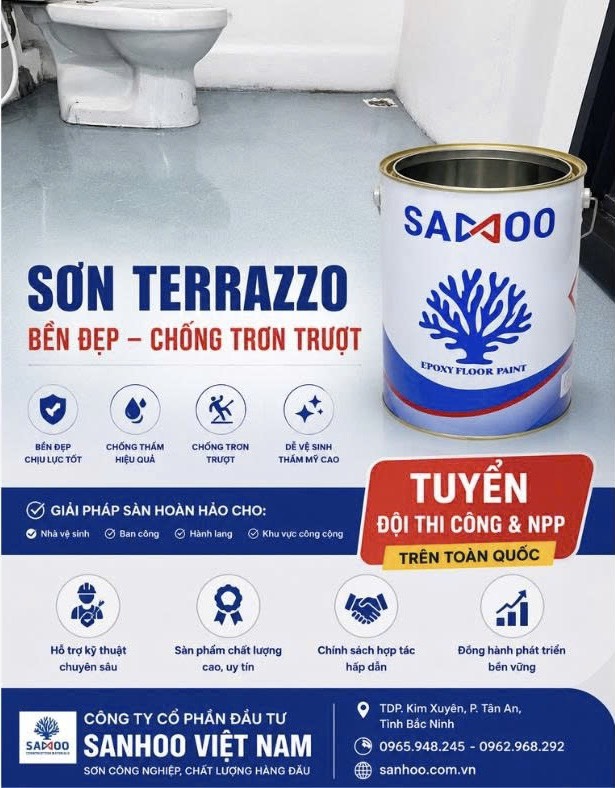 SƠN TERRAZZO CHỐNG TRƠN TRƯỢT CHO NHÀ VỆ SINH – GIẢI PHÁP AN TOÀN, THẨM MỸ VÀ BỀN VỮNG