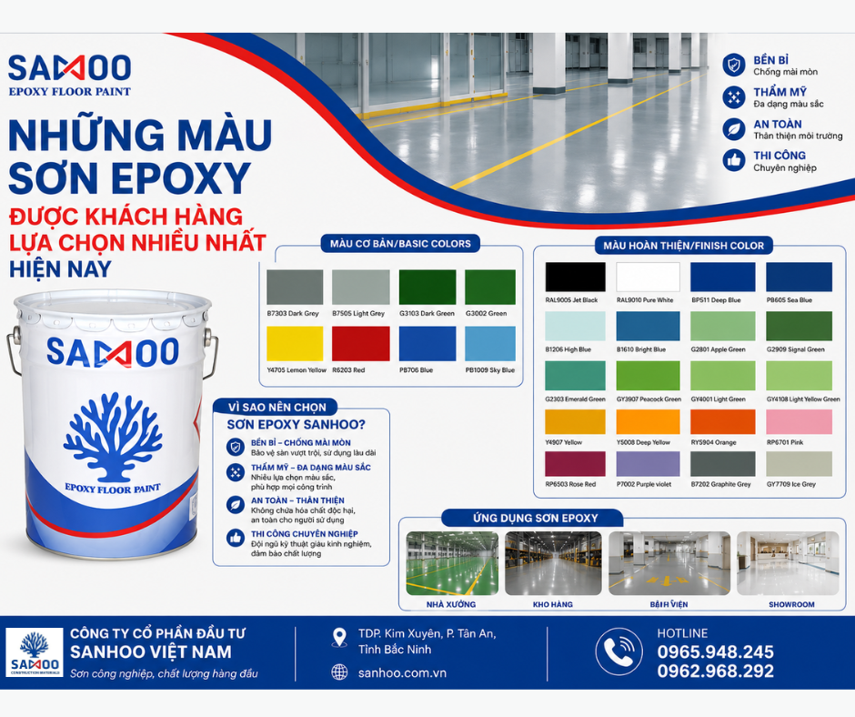 NHỮNG MÀU SƠN EPOXY ĐƯỢC KHÁCH HÀNG LỰA CHỌN NHIỀU NHẤT HIỆN NAY