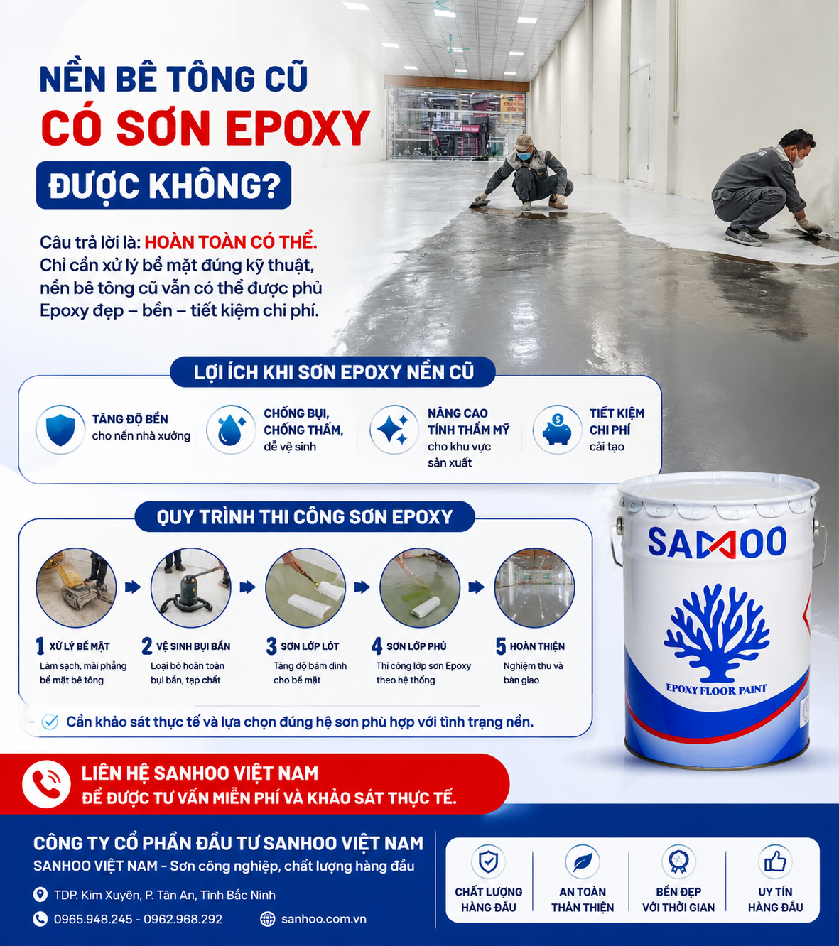NỀN BÊ TÔNG CŨ CÓ SƠN EPOXY ĐƯỢC KHÔNG? GIẢI PHÁP CẢI TẠO SÀN HIỆU QUẢ, TIẾT KIỆM CHI PHÍ