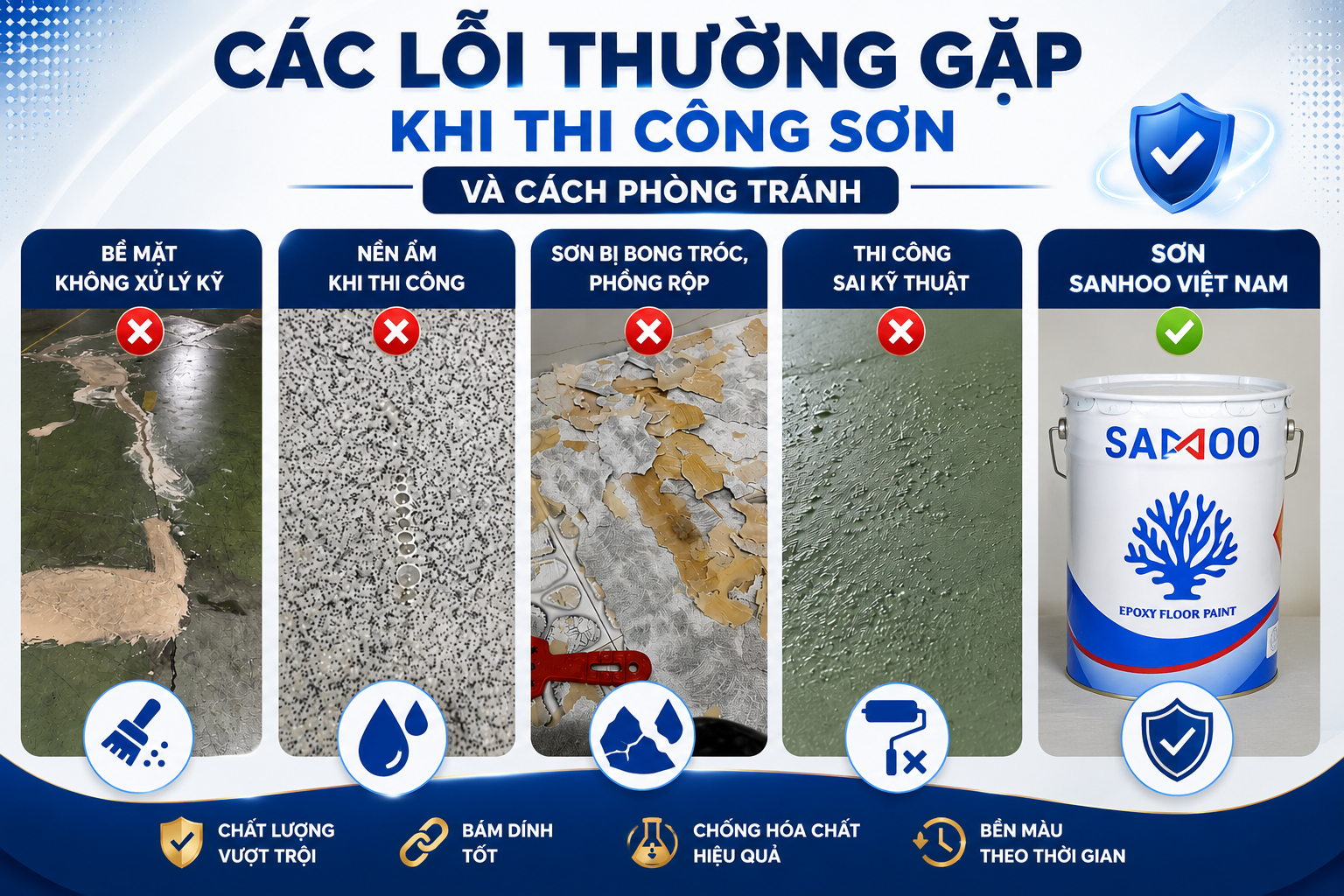 CÁC LỖI THƯỜNG GẶP KHI THI CÔNG SƠN EPOXY VÀ CÁCH PHÒNG TRÁNH HIỆU QUẢ