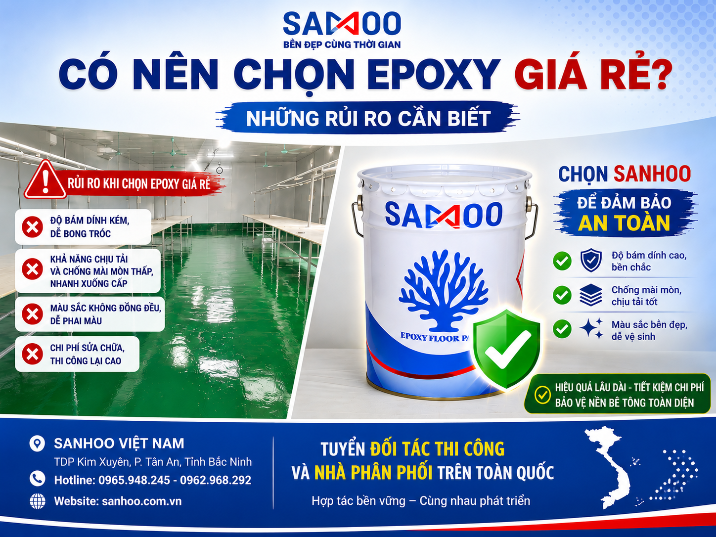 CÓ NÊN CHỌN SƠN EPOXY GIÁ RẺ? NHỮNG RỦI RO DOANH NGHIỆP CẦN BIẾT