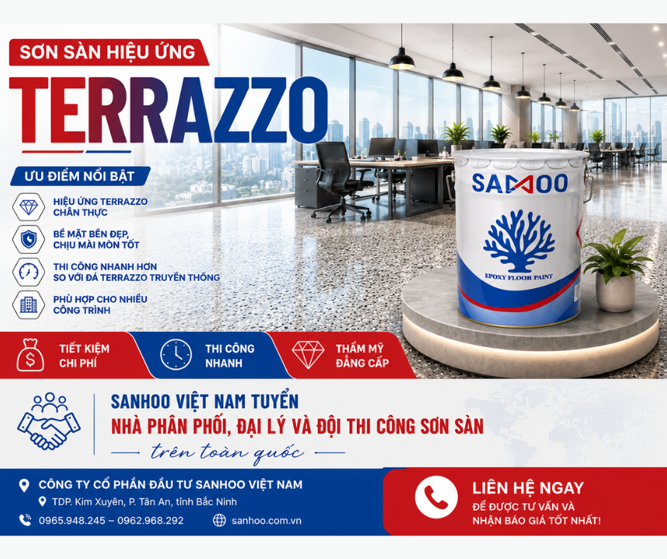 Sơn sàn hiệu ứng Terrazzo là gì? Xu hướng hoàn thiện sàn được nhiều công trình lựa chọn