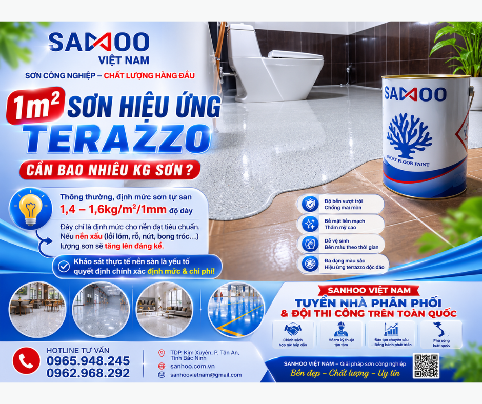 1m² Sơn Hiệu Ứng Terrazzo Cần Bao Nhiêu Kg Sơn? Cách Tính Định Mức Chính Xác Để Tránh Phát Sinh Chi Phí