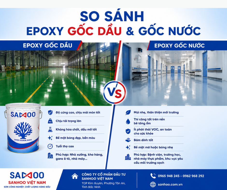 So sánh sơn Epoxy gốc dầu và Epoxy gốc nước – Nên chọn loại nào cho công trình của bạn?