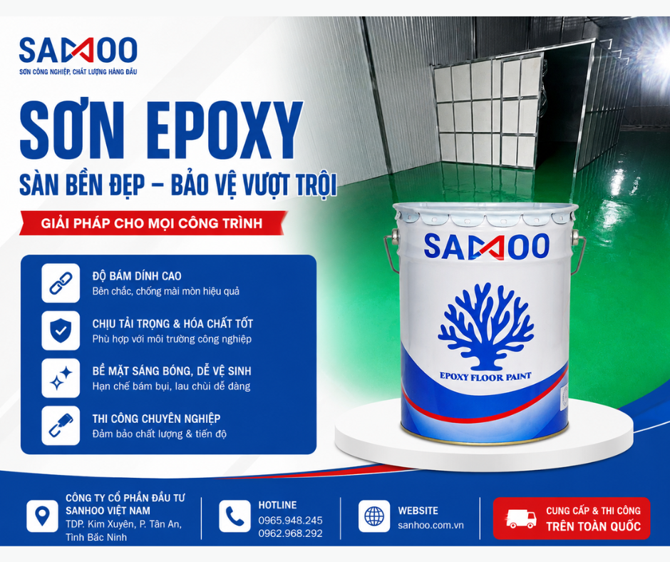 Sơn Epoxy SANHOO – Giải pháp sàn bền đẹp, bảo vệ vượt trội cho mọi công trình